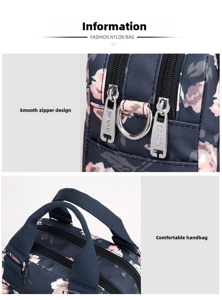 Brand Women Crossbody Bag Portable Female Shoulder Bags Printed Flower Nylon Messenger Bags Multi-pocket Ladies Handbags Bolsa