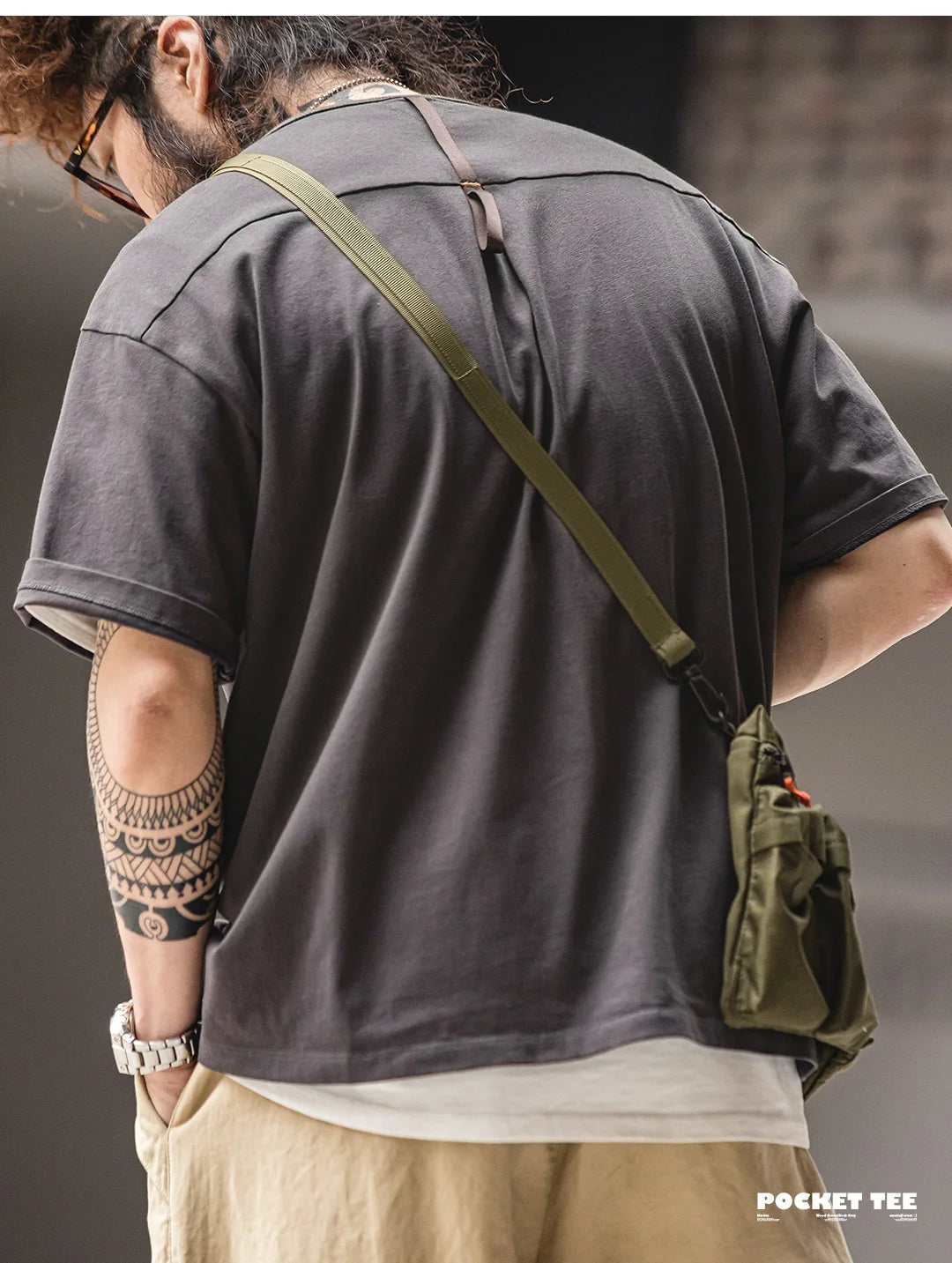 Maden Casual Outdoor Spliced Pocket Short Sleeve T-Shirt Men's Summer Loose Fit Breathable Round Neck Tee Comfortable Street Top
