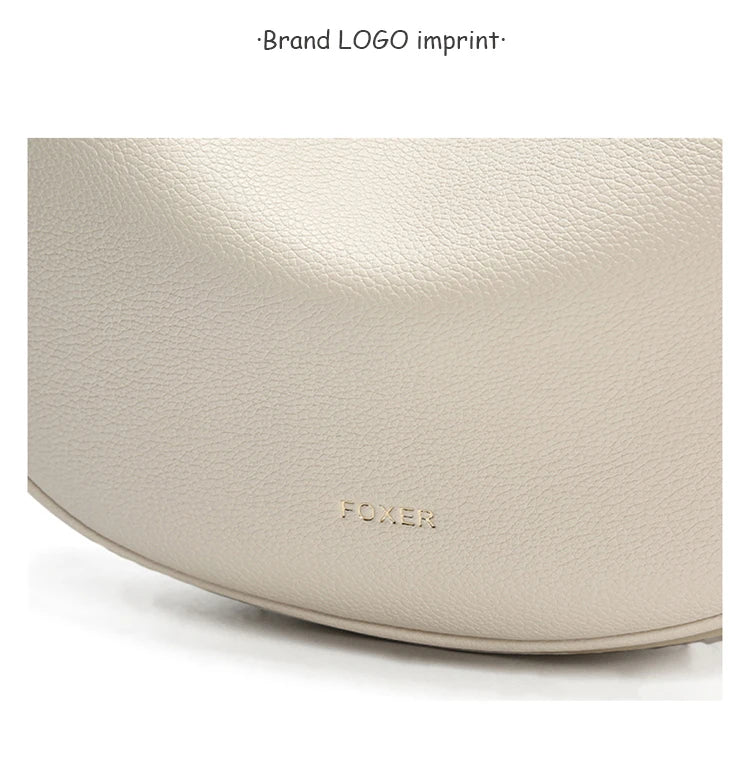 FOXER Brand PU Leather Women's Shoulder Bag Fashion Female Underarm Hobo Bag Crescent Half-moon Bag Travel Small Crossbody Bag