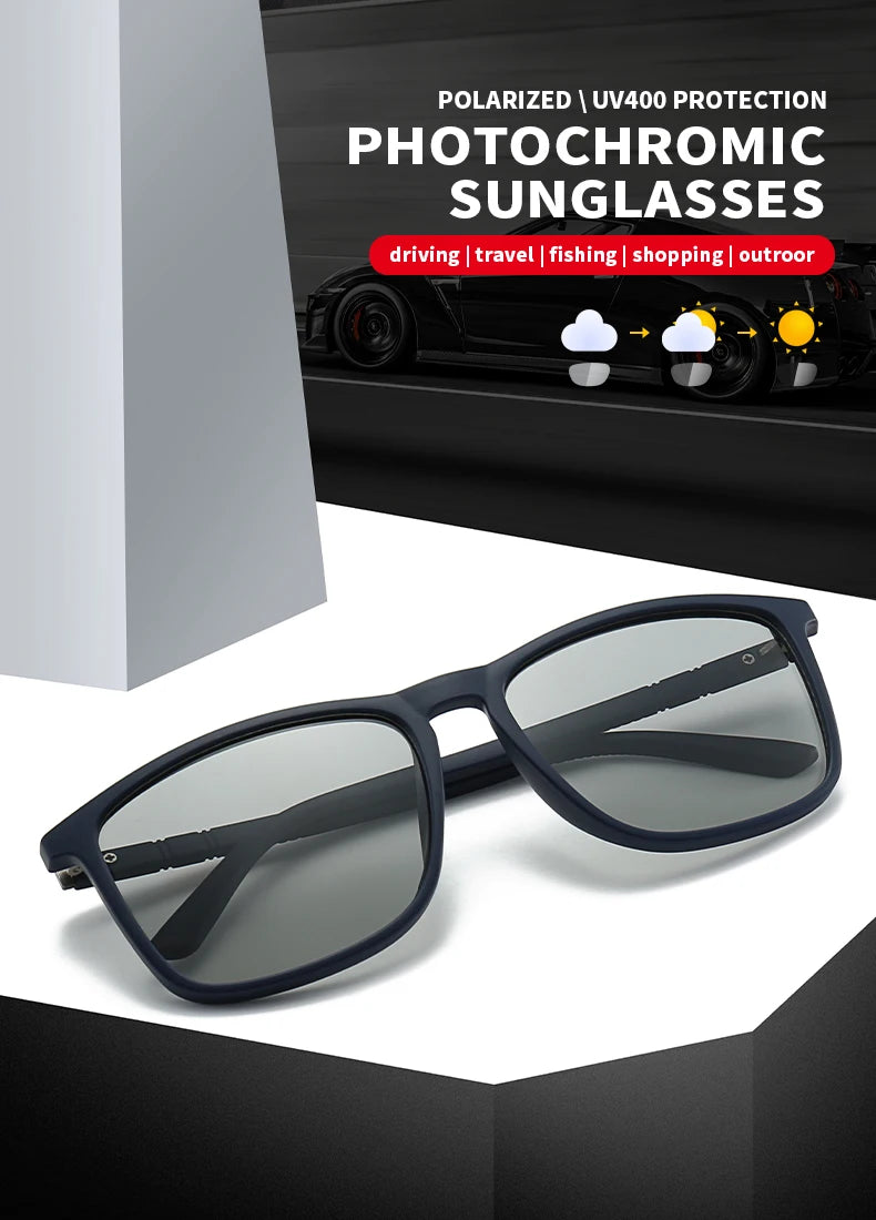 Fashion Photochromic Polarized Vintage Sunglasses Men Women Square Brand Designer Sun Glasses Man Driving Fishing Eyewear