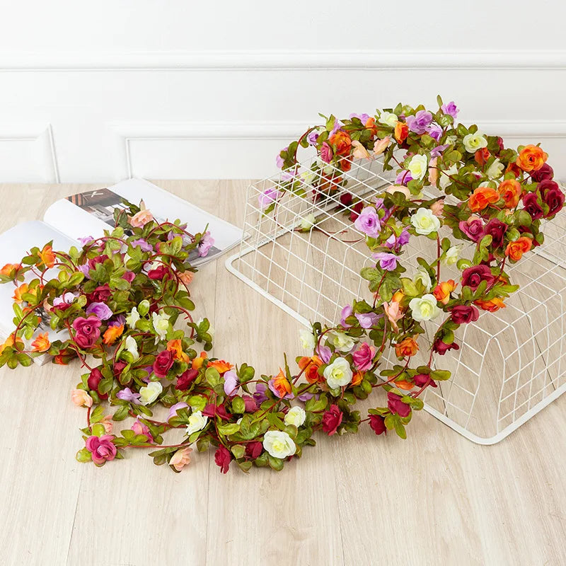 2.5M Rose Artificial Flowers Christmas Garland for Wedding Home Room Decoration Spring Autumn Garden Arch DIY Fake Peony Vine