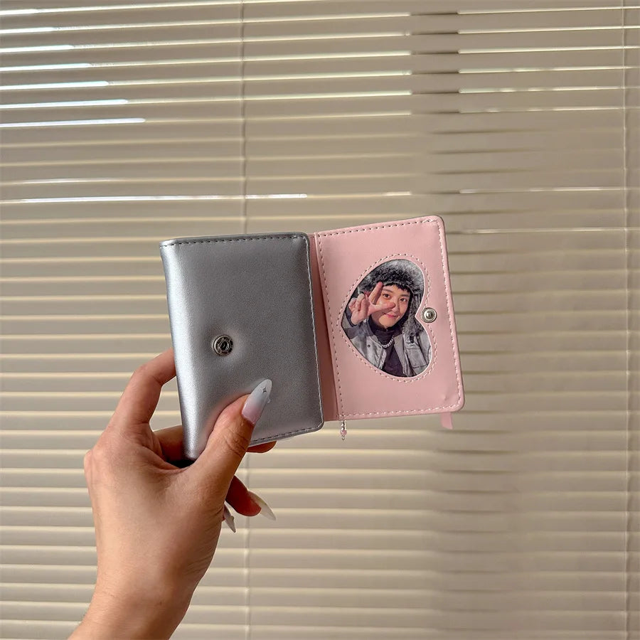 Silver Sweet Wallets for Women Y2k Strap-on Designer Original Fashion Short Coin Purse Korean Style Casual New Cute Wallet Purse