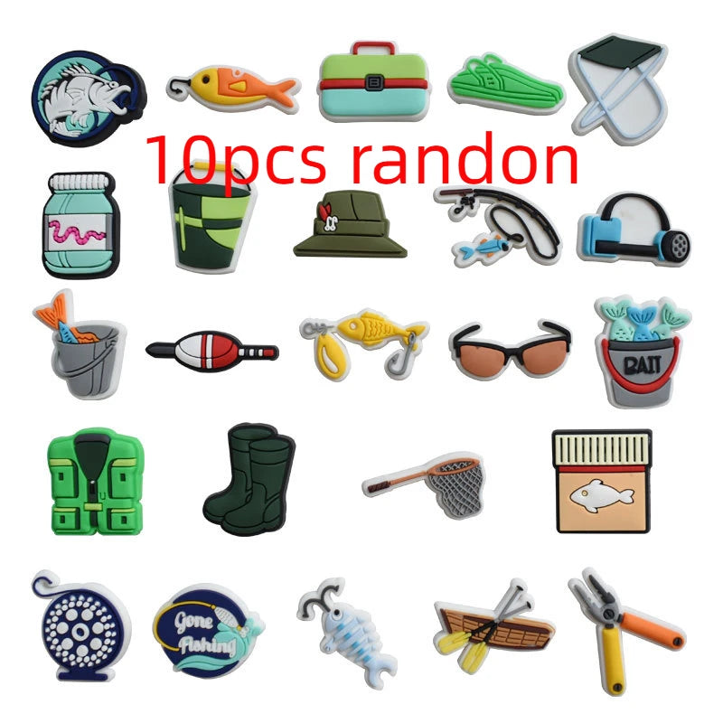 Go fishing Serie PVC Schuh-Charms Hausschuhe Schnallenkombination Passend für Armbänder Zubehör Dekoration Bänder Geschenk Unisex Party