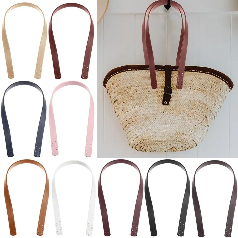 2Pcs PU Leather Women Girls Bag Handles DIY Replacement Handle Shoulder Bag Strap For Handbag Belt Bag Accessory