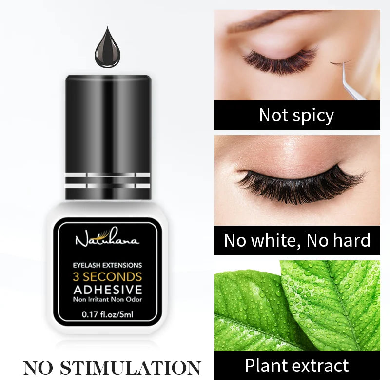 NATUHANA 3pc/lot Eyelash Glue Waterproof Lashes Extensions Adhesive Fast Drying Long Lasting Eye Glue Makeup Tools