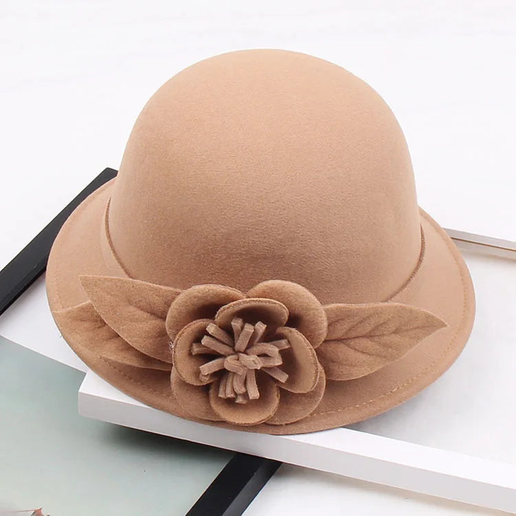 2025 Autumn and Winter New Woolen Hat for Women, Three-dimensional Big Flower Fashion Hat, Temperament Top Hat