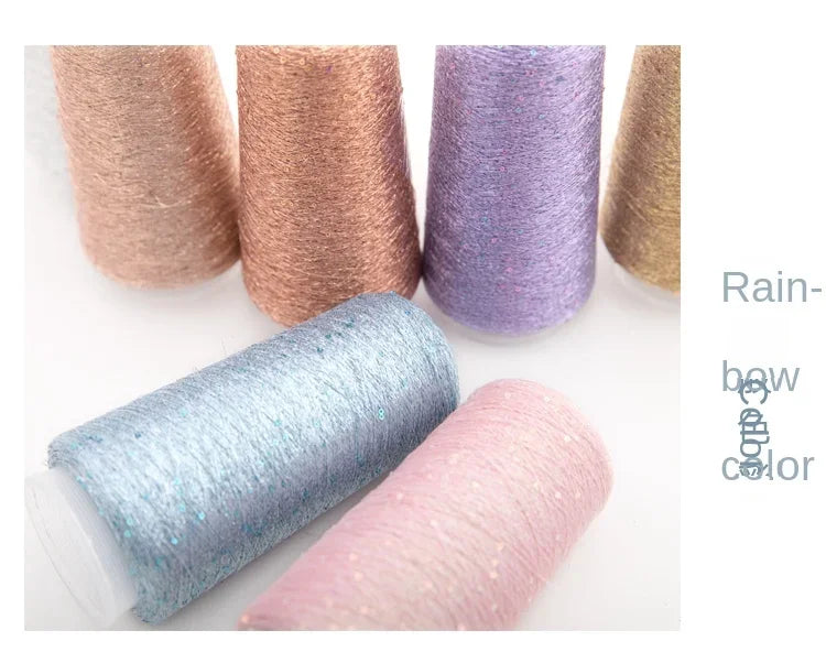 Lurex Sequined Companion Glitter Yarn Golden Wholesale 50g /Ball 1800M Sequin+ Gold Pure Silver Lurex Fabric Metallic Knit Yarn