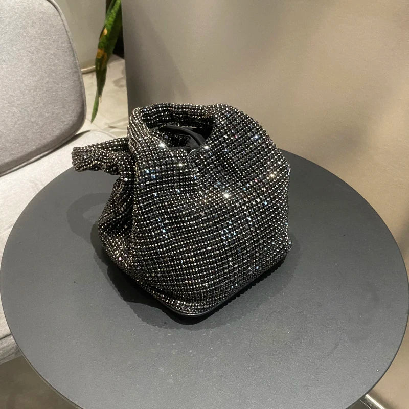 Shiny Crystal Clutch purse bucket Shoulder bag rhinestone Handmade purses and handbags luxury Designer Evening clutch Bag Purse