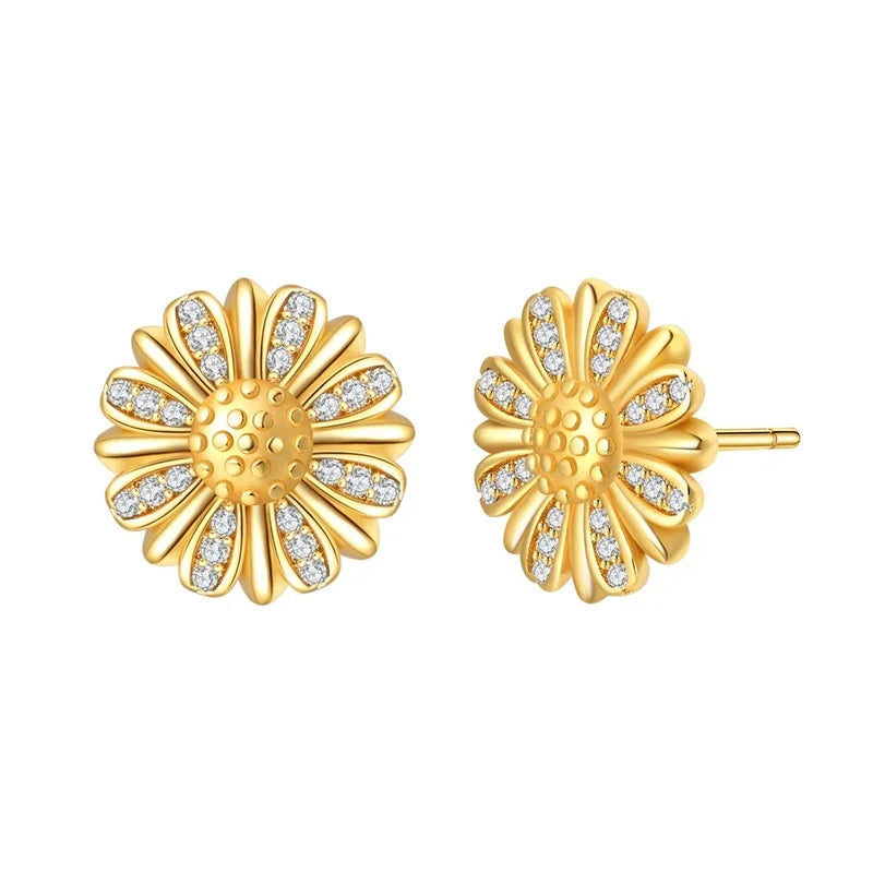 925 Sterling Silver Green Lucky Clover Yellow Daisy Bamboo Earrings  for Women Bee Butterfly Ear Studs Elegant Party Jewelry