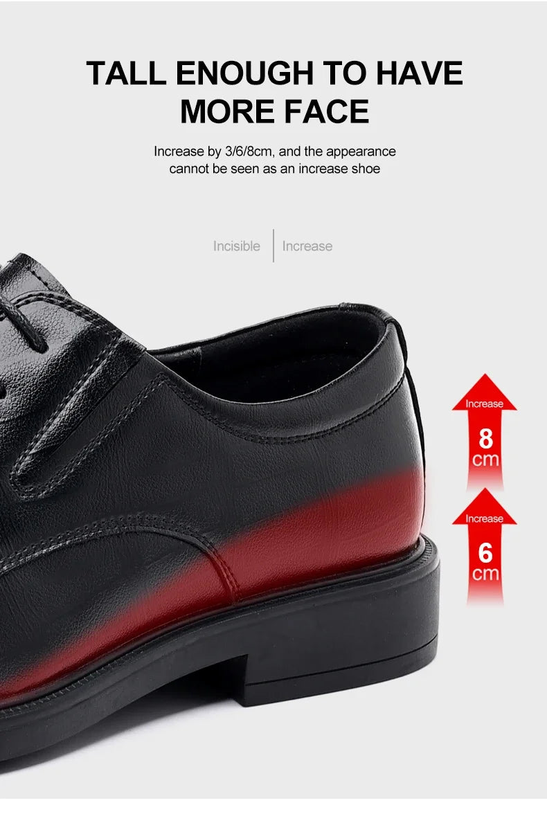 3/6/8 CM Elevator Shoes Men Dress Shoes Black Soft Leather Men Heighten Formal 1 Casual Business Men Oxfords Suit 2