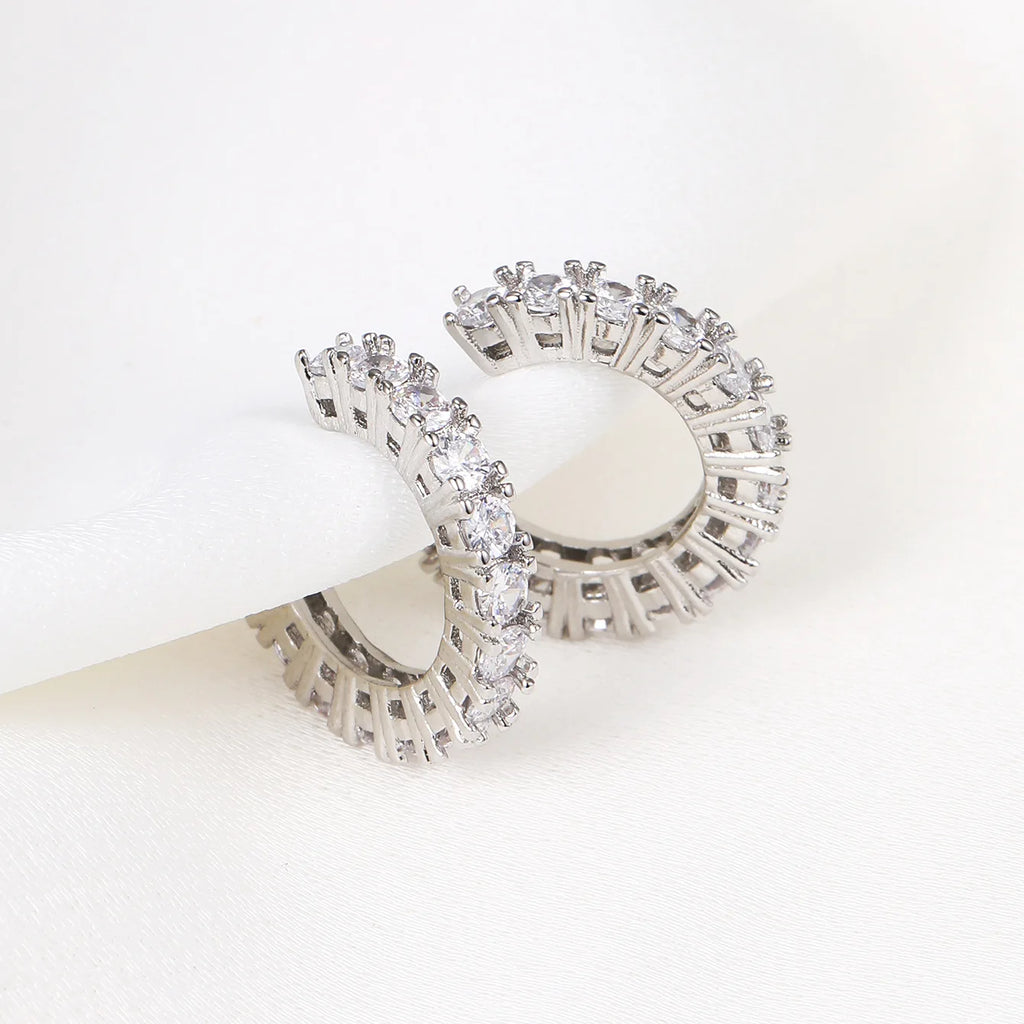2Pcs Full Rhinestone Zircon Ear Cuff Ear Clip for Women No Pierced C Shape Earcuff Ear Wrap Earcuff Clips Jewelry Gifts