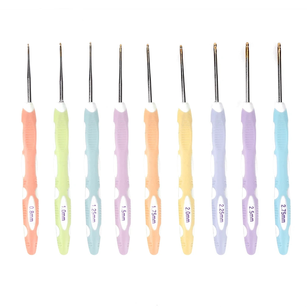 8/9pcs Knitting Needles Set Handmade Crafts Aluminum Crochet Hooks Needles Comfortable Grip Festival Gift for Sewing Weave Tool