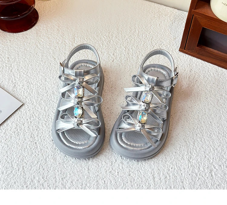 Girl Sandals Summer New Kids Fashion Hollow-out Causal Shoes Princess Versatile Sweet Bowknot Children Open-toe Beach Sandals