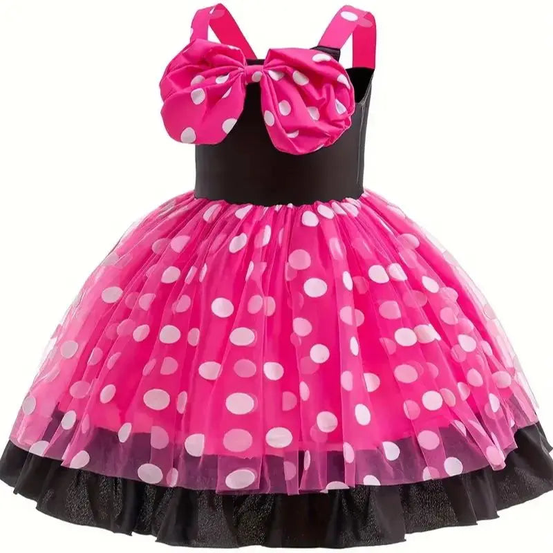 2PCS Baby Outfit Set Girls Polka Dot Princess Dress+Headband For Kids Minni Gown Birthday Christmas Carnival Toddler Clothes