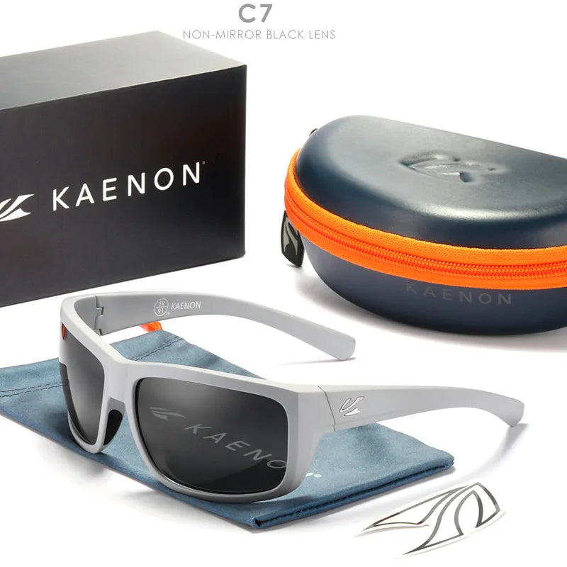 KAENON New Polarized Men's Fishing Driving Sunglasses Outdoor Sports HD Colorful TR90 Outdoor Cycling Sun Glasses Original Box