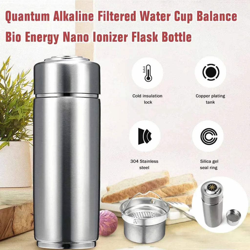 Micro-electrolysis Energy Health Cup Stainless Steel  Quantum Alkaline Filtered Water Cup Energy Ionizer health Bottle 400ml
