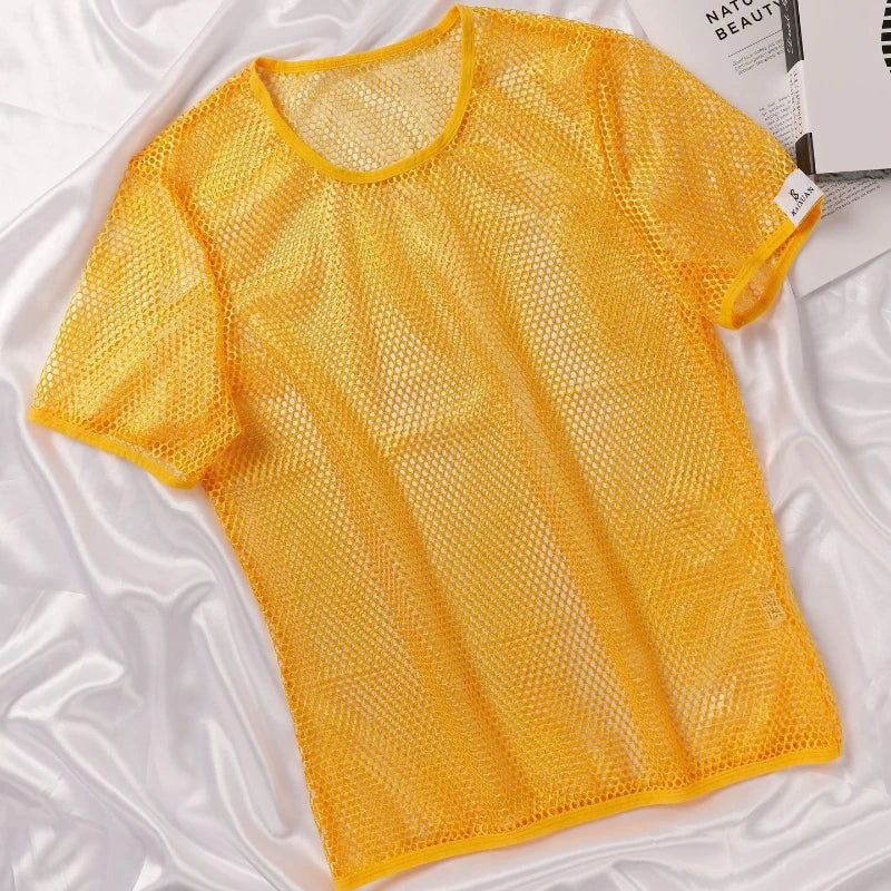 Men's Hollow Out Mesh T-Shirt, Breathable, Sport, See Through, Streetwear, Lightweight, Casual Tank Top, Summer, New Arrivals