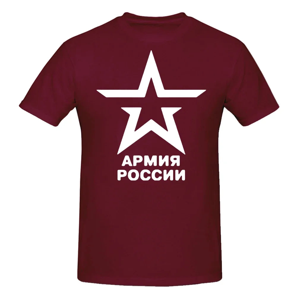 Summer Army of Russia Cotton Man's T-shirts Short Sleeve O Neck Man Funny Retro Guys Male Tee Shirts Tops