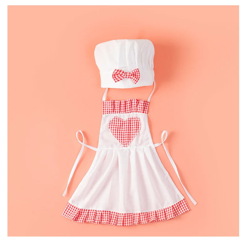 Baby Chef Apron Hat  Baby Kids Cook Costume Newborn Photography Props  Outfit Clothing