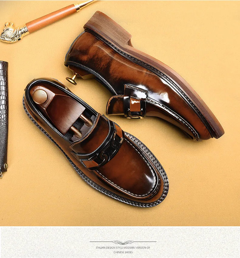 Luxury Slip on Dress Shoes Men Genuine Leather Italian Loafer Shoes for Men Black Brown Brand Formal Oxford Men Casual Shoes