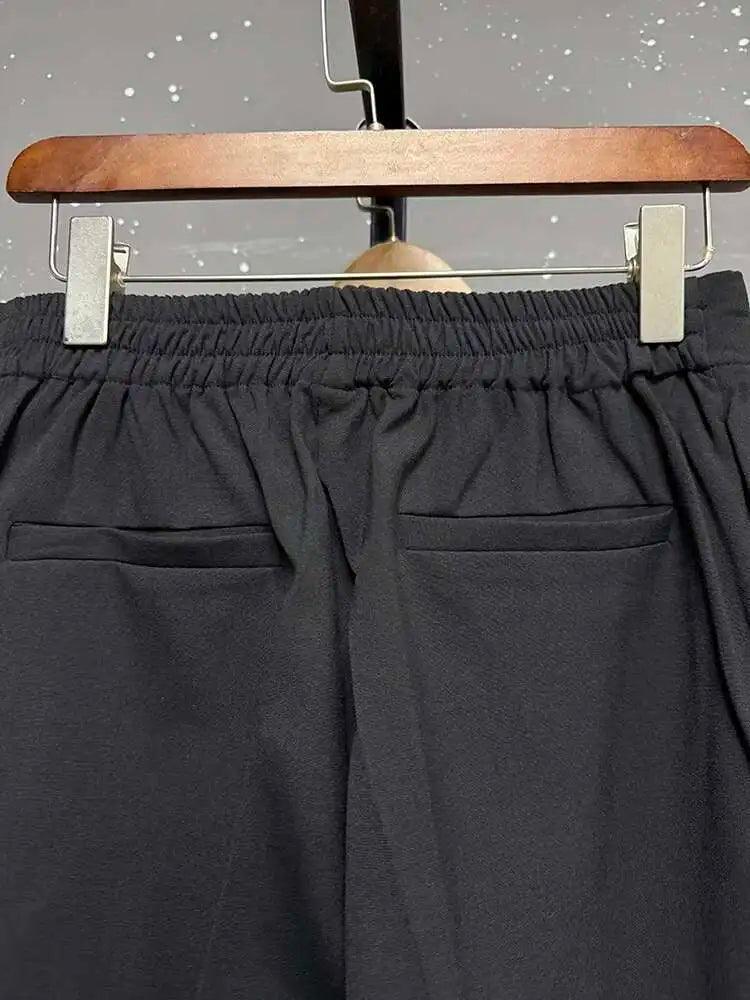 IEFB Men's Suit Pants Solid Color Niche Design Korean Style Casual Straight Elastic Waist Versatile Trousers 2023 New 9C2269