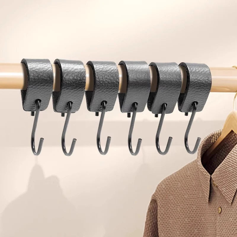 5/10/15/20pcs Leather S Ring Hooks,Multifunctional Stainless Steel Coat Hook for Hats Cap,Bedroom Kitchen Bathroom Hanging Hooks