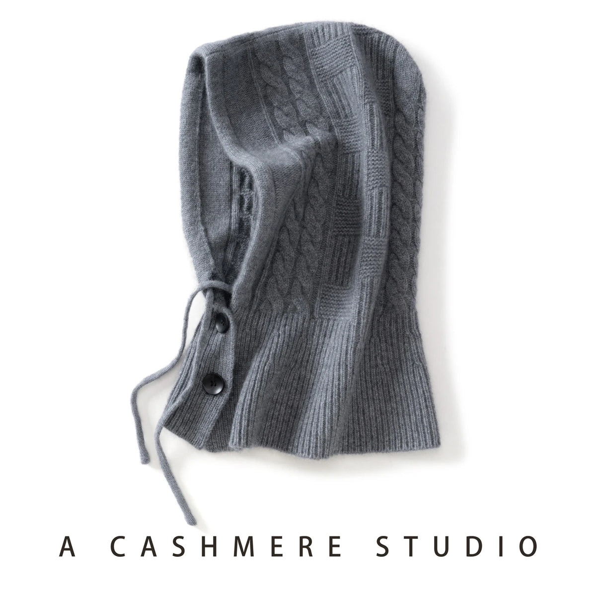 100%Quality Cashmere Balaclava Hoods For Women Warm Ring Scarf Beanie Hat Windproof Hooded Button-up Neck Collar Knitted Hat