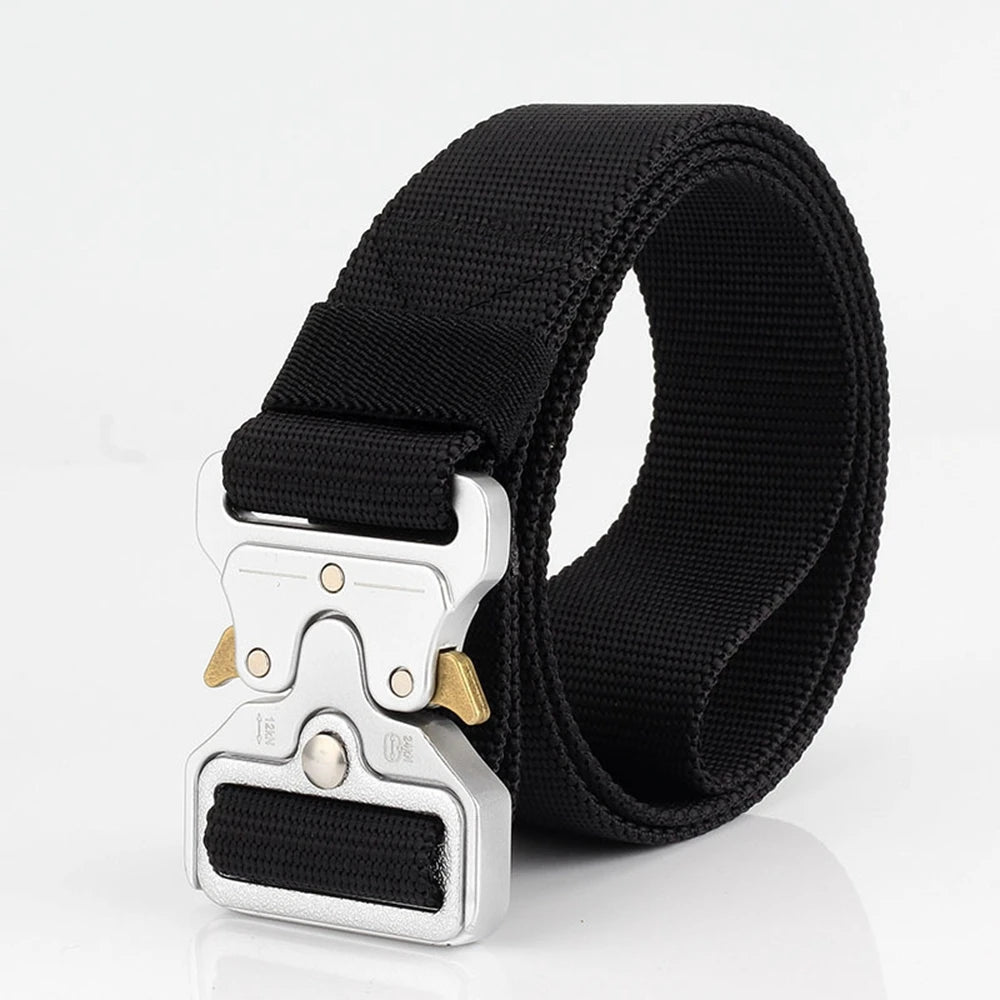38mm Tactical Belt for Men Heavy Duty Nylon Waist Belt with Silver Buckle Unisex Designer Jeans Belt for Women