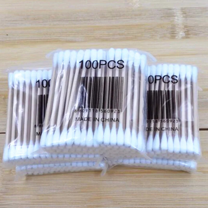 100 Stk./Beutel Einweg-Baby-Wattestäbchen Make-up-Kosmetik-Spitzen für Mädchen Wattestäbchen-Stab Wattestäbchen Wattestäbchen-Applikator-Stange