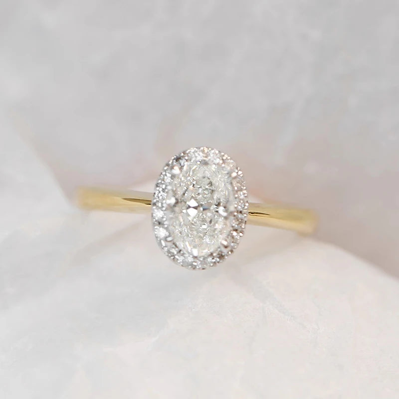 Huitan Trendy Women Wedding Rings Luxury Two Tone Crystal AA Cubic Zirconia Engagement Anniversary Party Elegant Female Jewelry