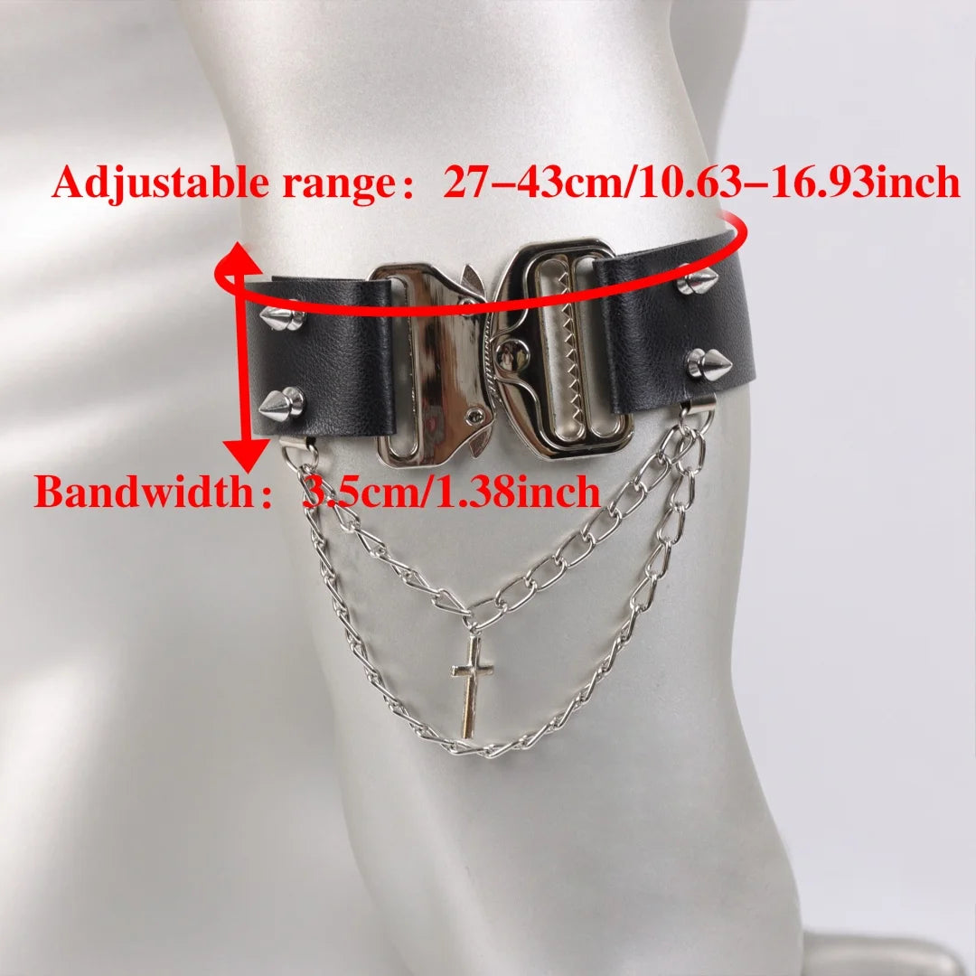 Men's Hip Hop Belt Gothic Faux Leather Arm Cuff with Decorative Tassels for Christmas Halloween Carnival Party Fashion Belt