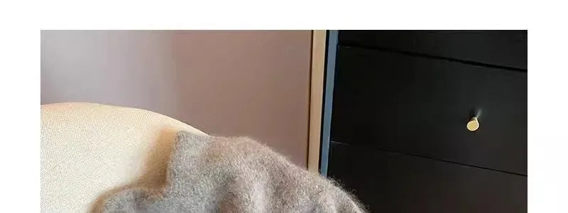 Grey Vintage Sweater Cardigans For Women Autumn New High Collar Double Breasted Knitted Coats Simple Elegant Female Knitwear Top