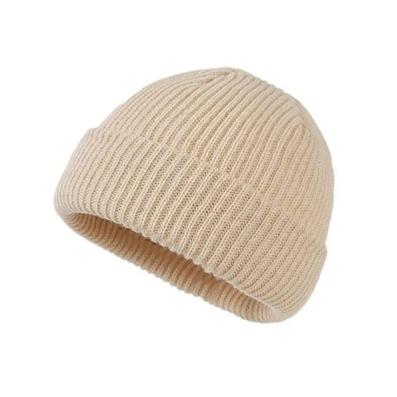 Solid color knitted woolen hat for men and women, hip-hop melon skin hat suitable for keeping warm and cold in autumn and winter