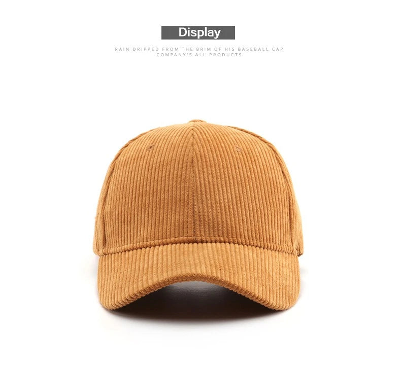 2025 New Corduroy Baseball Cap Women Men Cotton Solid Sunhat Sport Snapback Caps Autumn Warm Fashion Hip Hop Fishing Hat