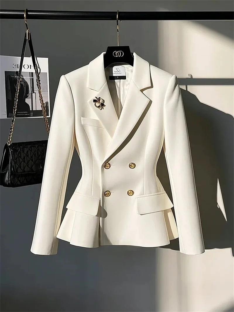 2025 Spring Jackets Hot Selling Unique Sense Of Luxury Temperament Women High-end White Suit Jacket Ladies Blazer Autumn Coat