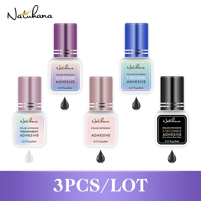 NATUHANA 3pc/lot Eyelash Glue Waterproof Lashes Extensions Adhesive Fast Drying Long Lasting Eye Glue Makeup Tools