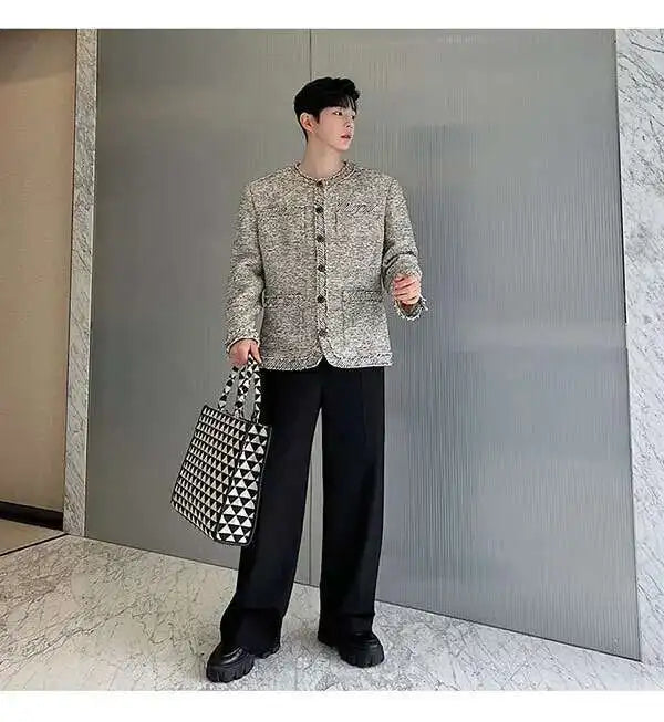 IEFB Men's Suit Pants Solid Color Niche Design Korean Style Casual Straight Elastic Waist Versatile Trousers 2023 New 9C2269
