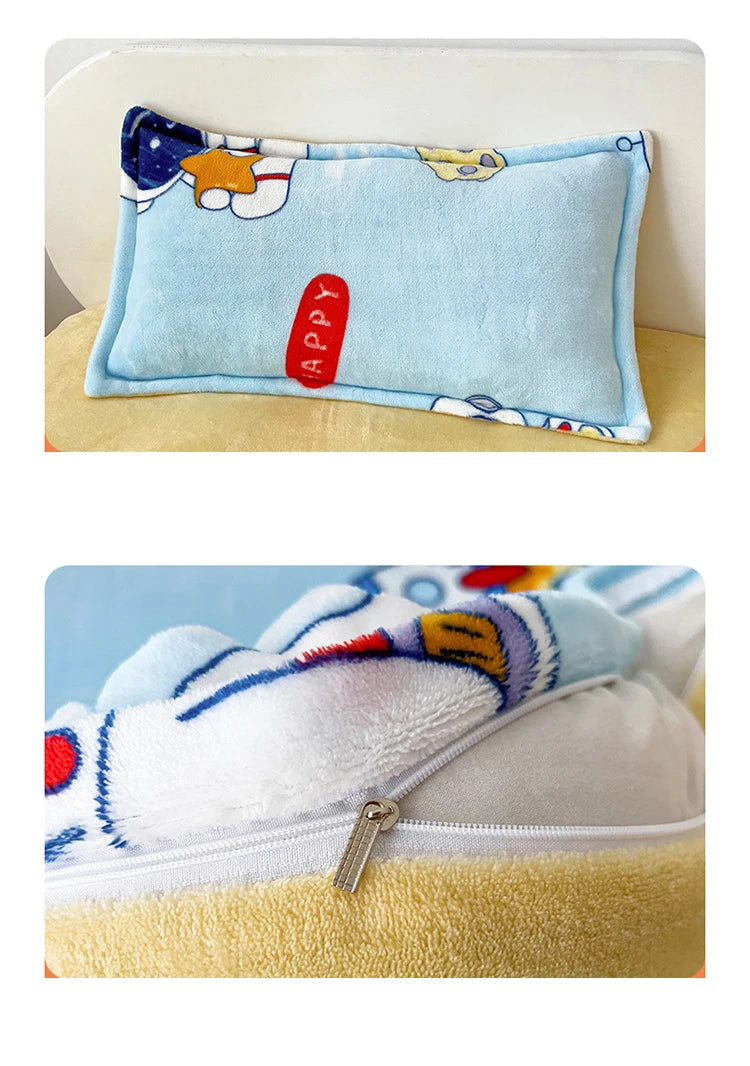 Baby Cartoon Print Bedding Set Duvet Covers Pillowcases Set Autumn Winter Warm Suede Bedclothes Bed Linen CP29