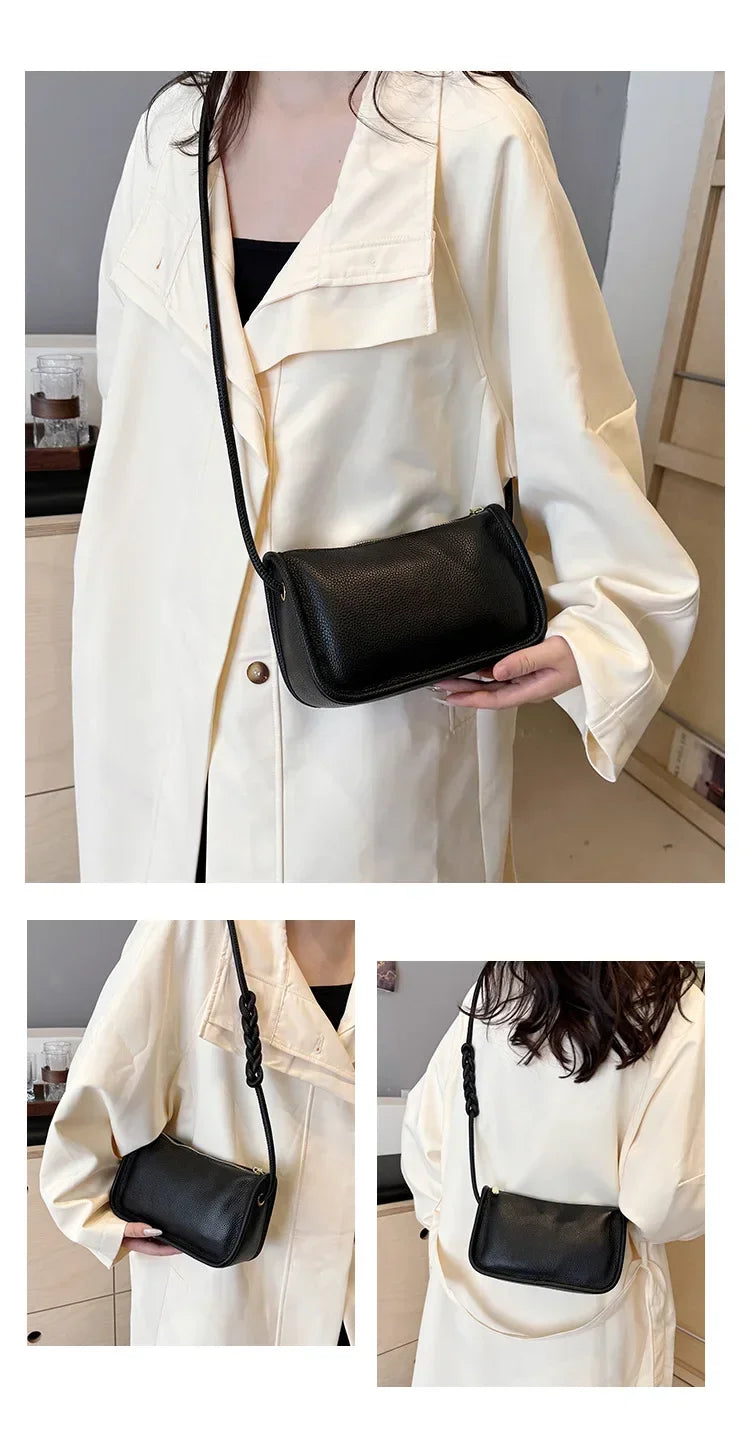 100%Real Cowhide Genuine Leather Fashion Women Crossbody Bag For Ladies New High Capacity Shoulder Bag Handbag Female Purse 2025