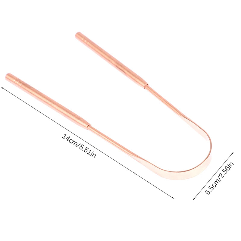 1Pc Copper Tongue Scraper Cleaner Scraper  Toothbrush Dental Oral Care Hygiene Health Care Tool For Men Women
