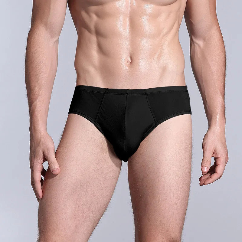 BirdTree 2PCS Men's Sexy Underwear, 100% Natural Silk Panties, Breathable, U-Convex Design, Elastic Biefs, 2026 New U34605C