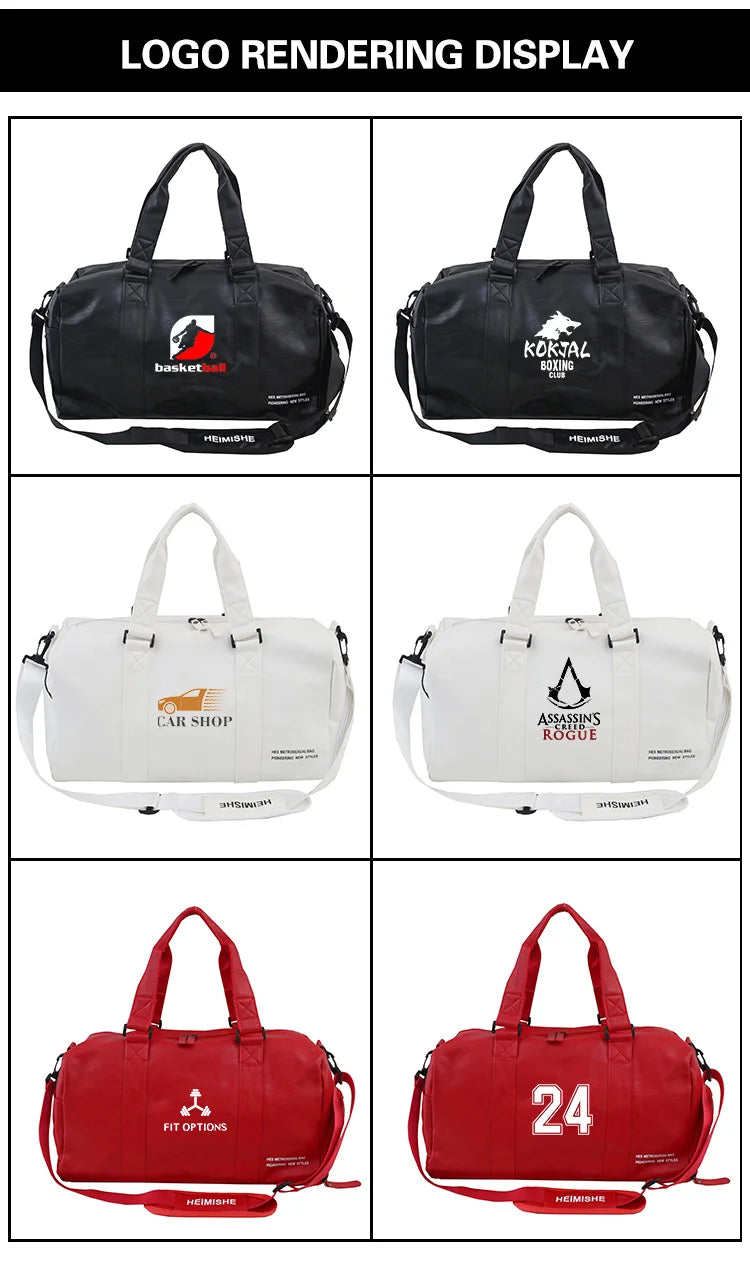Men Gym Bag custom logo Large Dry And Wet Fitness Handbag Male Female Sports bag personality customization PU Leather Travel bag