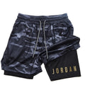 Men's double-layer sports shorts, sports shorts suitable for both running and training.