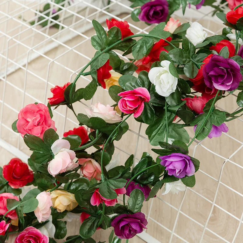 2.5M Rose Artificial Flowers Christmas Garland for Wedding Home Room Decoration Spring Autumn Garden Arch DIY Fake Peony Vine