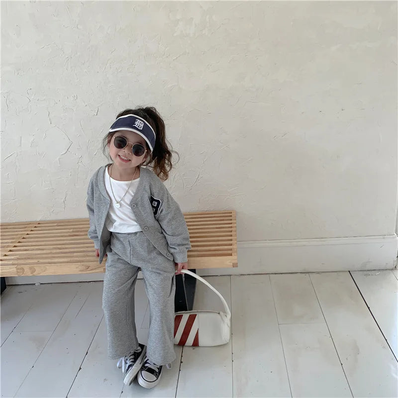 Girls Sports Sets Baby Round Neck Long-Sleeved Blouse Pants 2-Piece Spring Autumn New Children Fashion Casual Suit 12M-10 Years