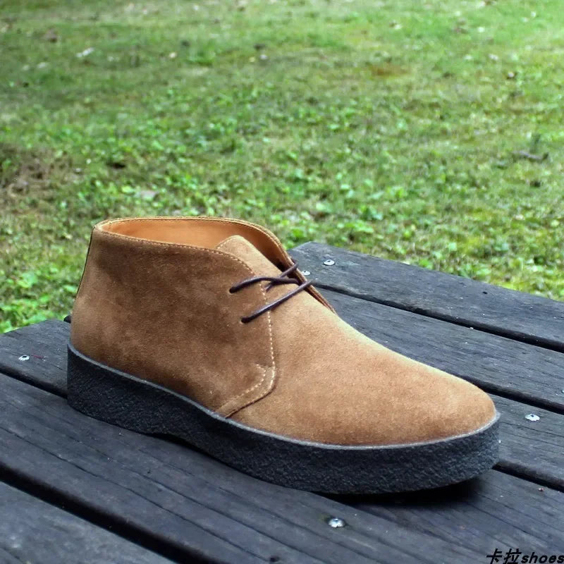 Careaymade-British Vintage 100% Genuine Leather Casual Shoes Lace-up Retro Business Thickness cow suede Workwear Men's Shoes
