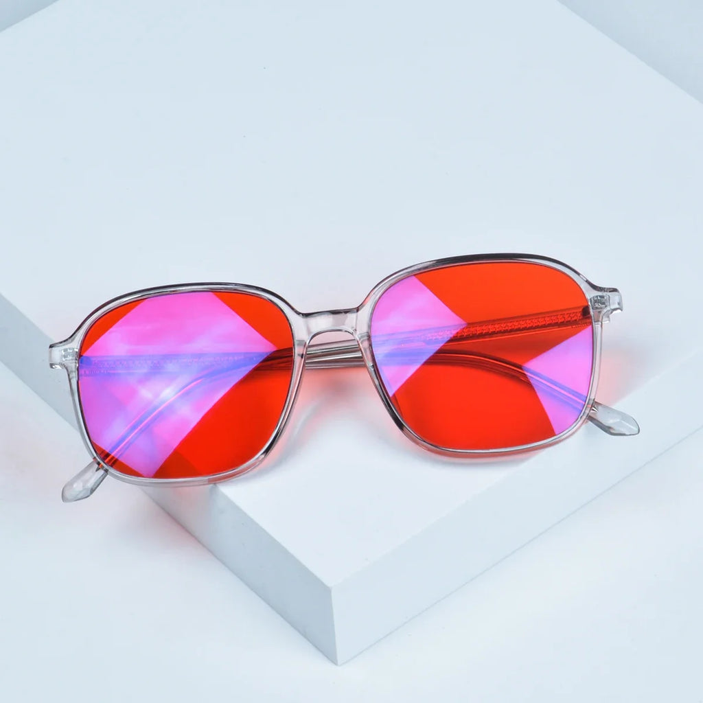 SHINU red lens glasses sleep better eyeglasses before bed only orange lens gaming glasses blue light filter glasses women