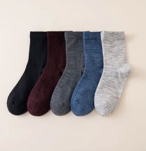 Men's Women's Thin Merino Wool Socks Cozy Casual Lightweight  Warm Breathable Mid-calf Dress Socks 3/5/6 Pairs Pack