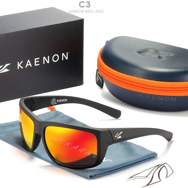 KAENON New Polarized Men's Fishing Driving Sunglasses Outdoor Sports HD Colorful TR90 Outdoor Cycling Sun Glasses Original Box