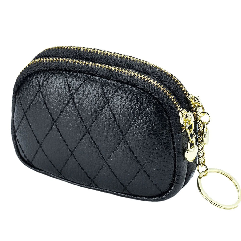 Pu Leather Coin Purse Women Men Large Capacity Wallet Bag Money Key Earbuds Travel Credit Card Holder Double Zipper Storage Bag